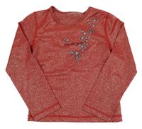 Červené třpytivé triko s hvězdami 