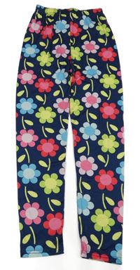 Tmavomodro-barevné květované legíny 