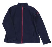 Tmavomodrá fleecová propínací mikina růžovým zipem Crivit