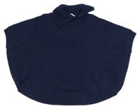 Tmavomodré vzorované vlněné pončo s límečkem John Lewis