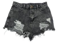 Černošedé riflové kraťasy s prošoupáním Shein