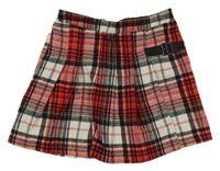 Černo-bílo-červená kostkovaná vlněná sukně Tu