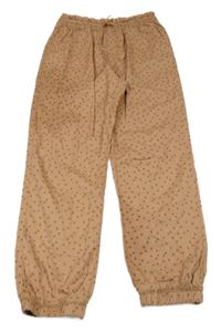 Hnědé puntíkaté plátěné kalhoty H&M