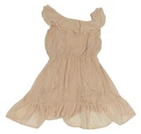 Pudrové vzorované šifonové šaty s volánky H&M