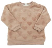 Světlerůžová chlupatá mikina se srdíčky H&M