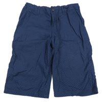 Tmavomodré puntíkaté plátěné chino kraťasy H&M