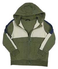 Béžovo-khaki propínací mikina s nášivkou a kapucí George