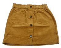 Medová manšestrová sukně s knoflíčky Nutmeg
