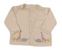 Broskvový propínací svetr se zvířátky Mothercare