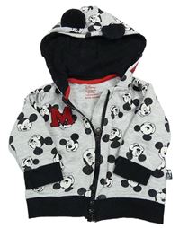 Šedo-černá propínací mikina s Mickeym a kapucí Primark
