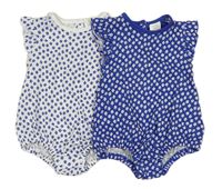 2x - Bílé + modré body s kytičkami Next