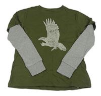 Khaki-šedé triko s orlem GAP