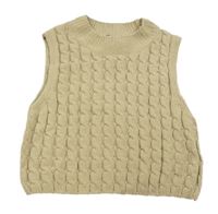Béžová vzorovaná žinylková svetrová crop vesta Zara 