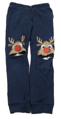 Tmavomodré tepláky se soby C&A