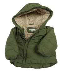 Khaki šusťáková zimní bunda s kapucí Pocopiano