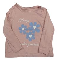 Světlerůžové triko s kytičkami Primark
