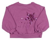 Růžová oversize mikina s hvězdičkou z flitrů Next