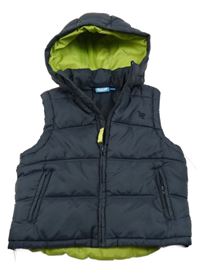 Tmavošedá šusťáková prošívaná zateplená vesta s kapucí Muddy Puddles