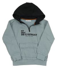 Světlemodro-tmavomodrá mikina s nápisem a kapucí Minoti