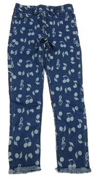 Nové - Tmavomodré džegíny s notami Little kids