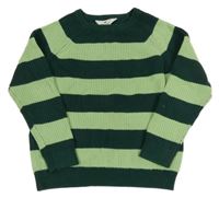 Tmavozeleno-světlezelený pruhovaný svetr H&M