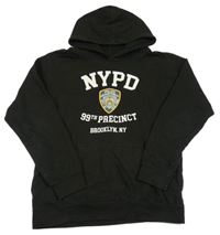 Černá mikina s potiskem policie a kapucí Awdis