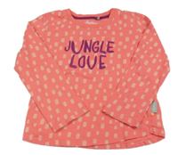 Korálové triko s nápisem a vzorem Sigikid