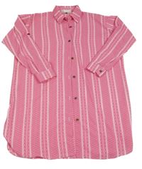 Růžovo-bílá vzorovaná ovrsize halenková tunika Zara