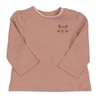 Světlerůžové žebrované triko s leopardem 