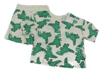 Nové - 2set-Bílé tričko + kraťasy s dinosaury Primark