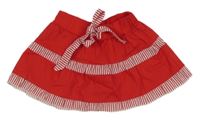 Červeno-bílá pruhovaná plátěná sukně s mašlí
