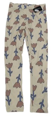 Nové - Smetanové legíny s kytičkami Dunnes