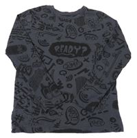 Tmavošedé triko s nápisy Primark