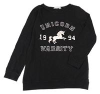 Černá lehká mikina s jednorožcem H&M