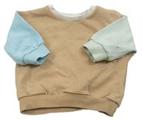 Hnědo-světlemodro/olivová oversize mikina M&S
