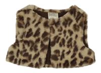 Béžovo-tmavohnědo-hnědé vzorované kožešinové podšité bolérko zn. first impressions