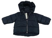 Nové - tmavomodrá prošívaná šusťáková zimní bunda s odepínací kapucí H&M