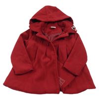 Tmavočervený flaušový podšitý kabát s odepínací kapucí CuTey Pie