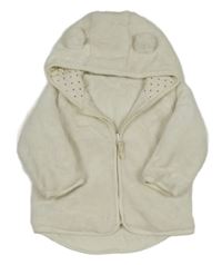 Smetanová plyšová podšitá bunda s oušky LINDEX