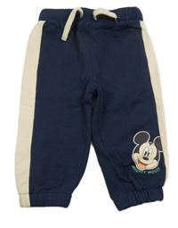 Tmavomodro-světlepudrové melírované tepláky s Mickey Disney