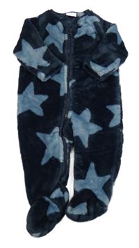 Tmavomodrá plyšová kombinéza s hvězdičkami Next