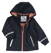 Tmavomodrá nepromokavá jarní bunda s obláčkem a kapucí lupilu