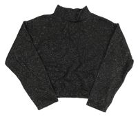 Černo-stříbrný melírovaný úpletový crop rolák C&A