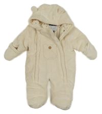 Smetanová plyšová zateplená kombinéza s kapucí s oušky KIABI