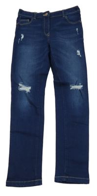 Tmavomodré skinny teplákové rifle s prošoupáním Next