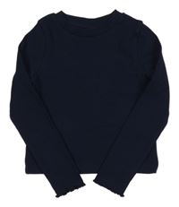 Tmavomodré žebrované crop triko M&S