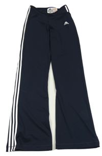 Tmavomodro-bílé funkční sportovní flare tepláky Adidas