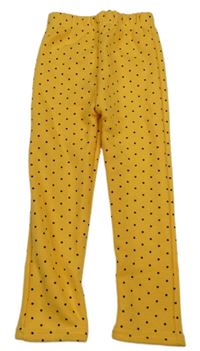 Tmavožluté puntíkaté teplákové zateplené legíny sheecute