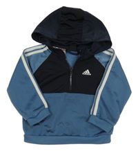 Modrošedo-tmavomodrá sportovní mikina s kapucí Adidas