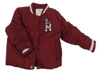 Vínová šusťáková jarní zateplená bunda s Minnie PRIMARK